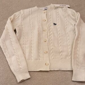 Workshop Republic Clothing Cream Cable Knit Cardigan